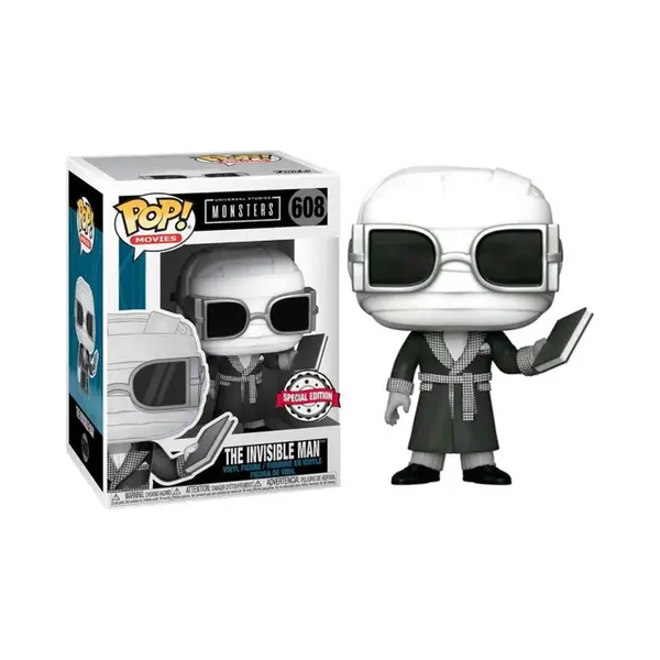 Funko Pop! Movies, Monsters - The Invisible Man (Black & White) - Us Exclusive thumbnail