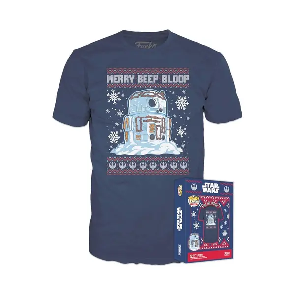 Funko Star Wars Heren Tshirt -L- Holiday Pop! Tees R2-D2 Snowman Blauw thumbnail