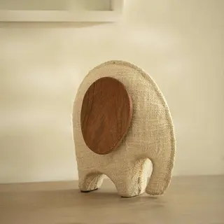 Expobazaar Anarva Handgemaakte Ecomix Olifant Beeldje - Klein Duurzaam Stof & Mangohout Indiase Erfgoed Decoratie Stuk - Eco Gi 50.8x48.26x58.42 Cm Gebroken