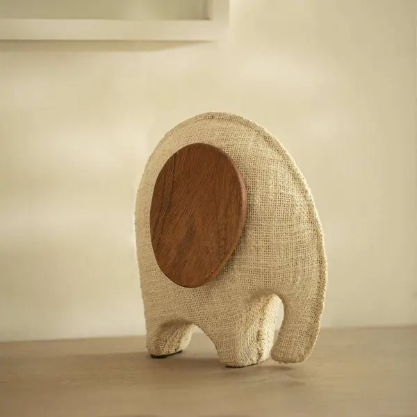 Expobazaar Anarva Handgemaakte Ecomix Olifant Beeldje - Klein Duurzaam Stof & Mangohout Indiase Erfgoed Decoratie Stuk - Eco Gi 50.8x48.26x58.42 Cm Gebroken thumbnail