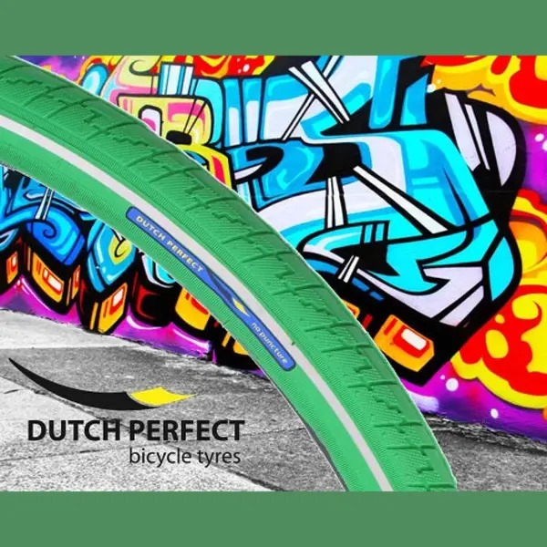 Buitenband Dutch Perfect 28 X 1.40 / 40-622mm Anti-lek - Groen Met Reflectie thumbnail