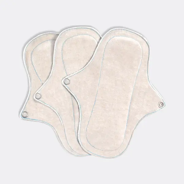 Eco Femme Wasbare Inlegkruisjes 3 Stuks (met Pul) - 100% Biologisch Katoen - Wit thumbnail