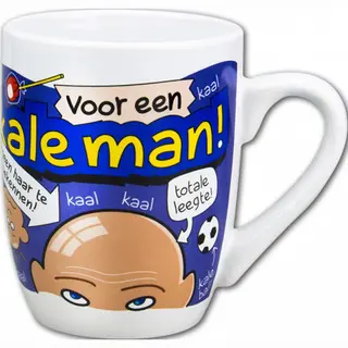 Snoepkado.com Mok - Cartoon Mok - Voor Een Kale Man - In Cadeauverpakking Met Gekleurd Lint