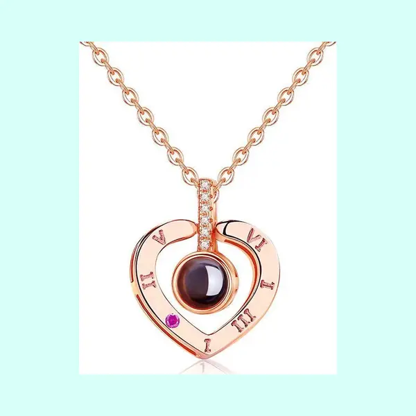 Volg Hartjes Ketting Rose Goud Met Holografische Tekst - Liefde - Valentijn - Romantisch - Vriendschapsketting - Relatie Ketting - Ketting Voor Vriendin - thumbnail