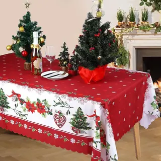 Kersttafelkleed - Rechthoekig, Wasbaar, Vuilafstotend - Kerstmis, Nieuwjaar Decoratie - Geschikt Voor 6 Tot 10 Personen - 220x150 Cm