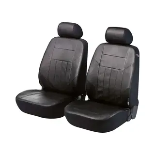 Walser Auto-Sitzbezug, 2 Vordersitzbezüge Soft Nappa, Schonbezüge Für Normalsitze, Sitzschoner Schwarz