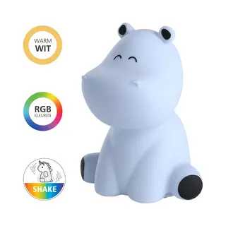 Eglo Led Nachtlicht Castellino, Akku Tischlampe Nilpferd, Kinderzimmer Deko Jungen, Silikon Nachttischlampe Kinder Baby Bett, Touch Bedienbar, Blau,