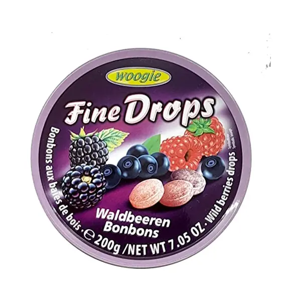 Woogie Wilde Bessen Snoep "Fine Drops" In Hersluitbare Doos Van 200 G thumbnail