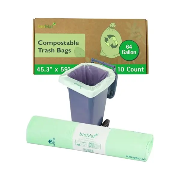 BioMat - Composteerbare Containerzakken 10 X 240 Liter - Maïszetmeel Afvalzakken - 240 Liter Zakken - En 13432 Gecertificeerd thumbnail