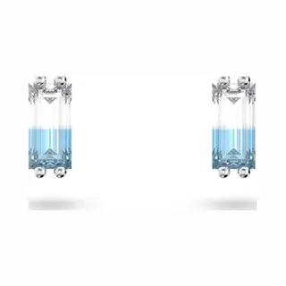 Swarovski Stilla Silver + Blue Stud Earrings