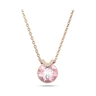 Swarovski Bella V Pendant, Round Cut, Pink, Rose Gold-tone Plated