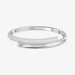 Swarovski Dextera Magnetic Closure Hinged Rhodium Plated Bangle 5674982 (S) In Silver
