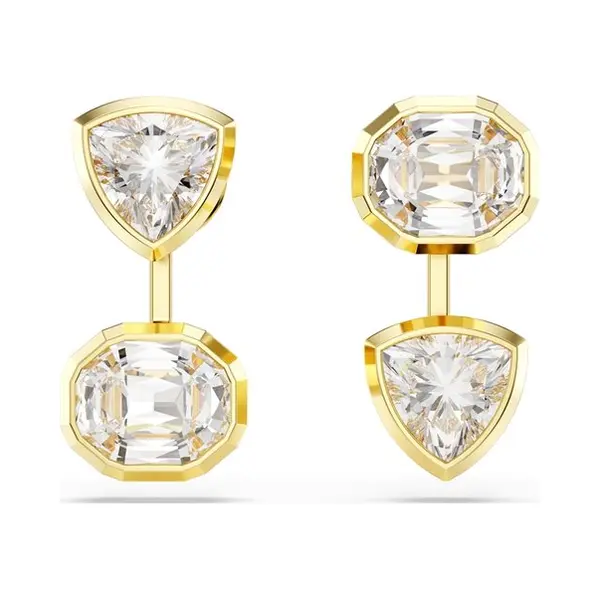 Swarovski Imber Gold Tone Mixed Cuts Asymmetrical Jacket Earrings thumbnail
