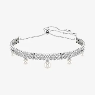 Swarovski Ariana Grande X Capsule Two Row White Crystal Bracelet 5720870 In Silver