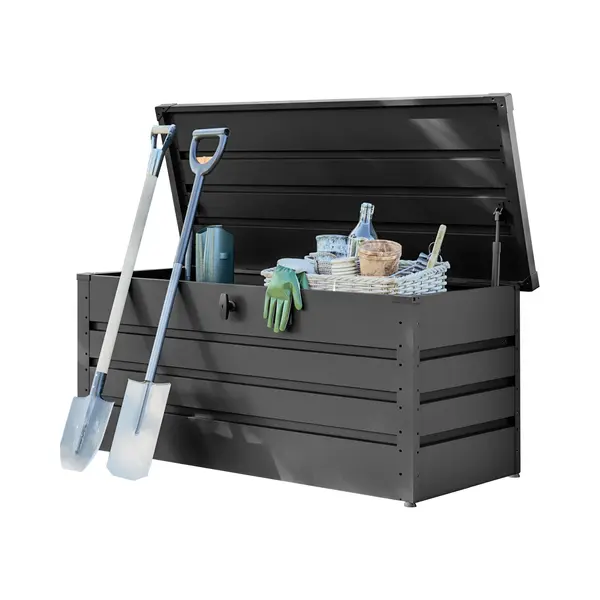 Gfp Primeyard Tuinbox 152x69x61 Cm Tuinkist Kussenbox Opberg Kist Metaal Antraciet Waterdicht thumbnail