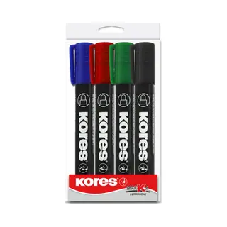 Kores M20943 Permanentmarker Schwarz, Blau, Grün, Rot 4 Stk.