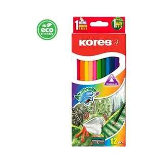 Kores Aquarell-Buntstifte , Akuarelle, , Dreikant, 12er Etui