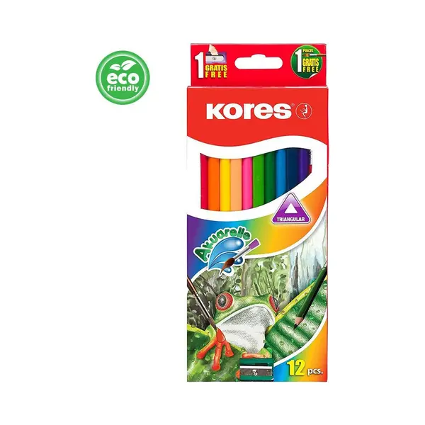 Kores Aquarell-Buntstifte , Akuarelle, , Dreikant, 12er Etui thumbnail
