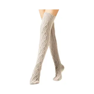 Dames Winter Gebreide Overknee Sokken - Laarssokken - Dames Gebreide Warme Sokken - 75 Cm - Laarssokken - Dames Warme Sokken - Winter Lange Sokken -
