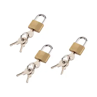 3 Stuks Hangslot - Hangsloten - Kofferslot - Sleutelslot - Slot Met Sleutel - Reisslot - Mini Hangsloten - 30x20mm - Koper