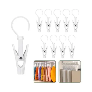 Washaken Clip - Washaken Met Klemmen - Kleerhangers Voor Sokken - Drooghaak Voor Kleding - Met 360 Graden Draaibare Haak - Sterke Plastic Wasknijpers-