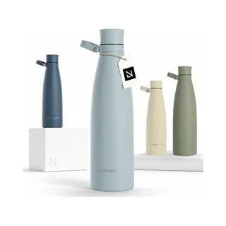 Lars NysØM Stainless Steel Insulated Water Bottle 750ml, 1L | Insulated Thermo Flask For Hot And Cold Beverages | Leakproof Drinking Bottle (Sky