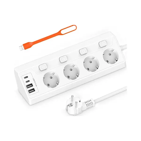 StayPowered Hoekstopcontact - Slim En Veilig Opladen In Elke Keuken - 4 Stopcontacten - 2 Usb-C - 2 Usb-A - Aparte Schakelaars - thumbnail