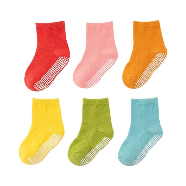 6 Paar - Baby Antislip Sokken - Stevige Antislip Sokken - Antislip Sokken - Baby En Dreumes Enkelsokjes Anti Slip - Gezond - (0-1 Jaar) (1-3 Jaar) thumbnail
