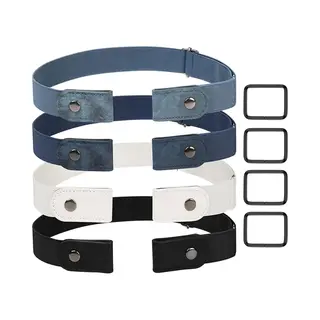 Gesploze Riem - 4 Stuks Gespvrije & Elastische Riem Voor Dames & Heren - Elastische Riem - Elastische Riem Zonder Gesp - 3cm Breed - Elastische