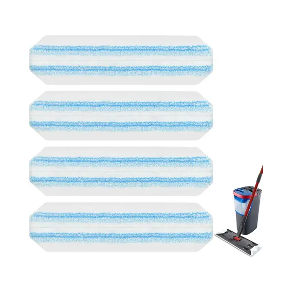 4 Pack - Geschikt Voor Vileda H2Pro Flatmop Vervanging - Geschikt Voor OCedar H2prO Vlakmopsy - Voor Harde Vloeren - Dweilkopvervanging - Vervangende thumbnail