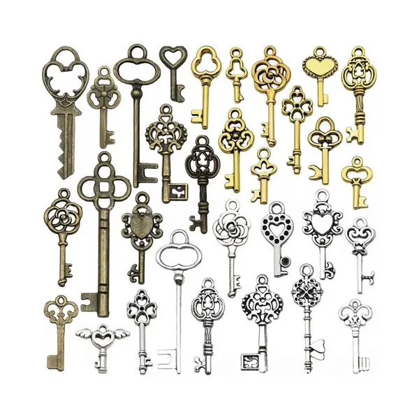 31 Stuks - Vintage Sleuteldecoratie - Sleutelhangers - Sieradenaccessoires - Bedeltjes - Vintage Sleutelhangers - Bedeltjes En Hangers Voor Dames - thumbnail
