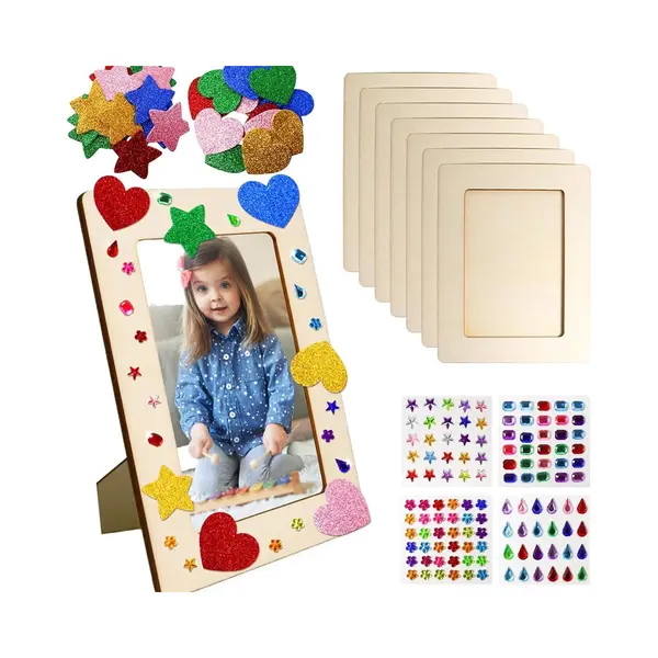8x Diy Fotolijstjes Beschilderen - Fotolijstje - Fotolijst - Fotolijsten - Fotokader - Houten Fotolijstje - Houten Lijst Voor Kinderen - Met thumbnail