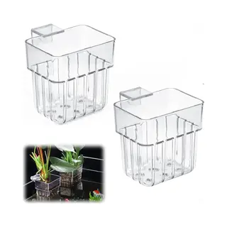 2x Aquarium Plantenhouder - Waterplanten Decoratie - Waterplantenpotten - Aquariumplantenpot - Plantenstandaard Voor Aquaria - Plantenhangers - Acryl