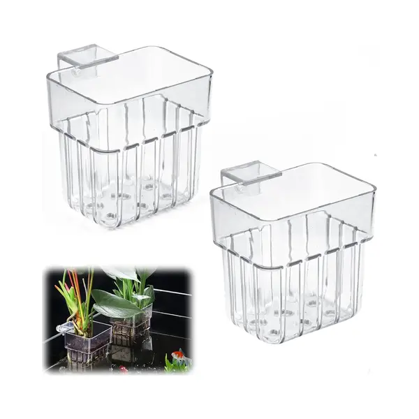 2x Aquarium Plantenhouder - Waterplanten Decoratie - Waterplantenpotten - Aquariumplantenpot - Plantenstandaard Voor Aquaria - Plantenhangers - Acryl thumbnail