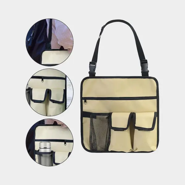 1 Stuk(Khaki)Stoel Armleuning Organisator - Waterdicht - Strandstoel - Hangend Opbergtasje - Snacktas Met 4 Zakken - Voor Outdoor Opvouwbare thumbnail