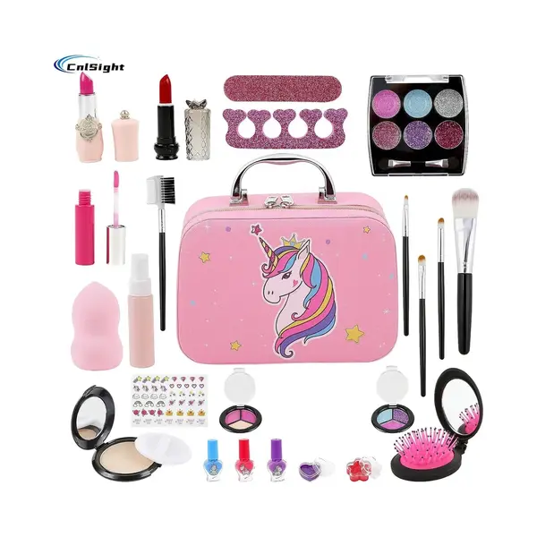 Cnl Sight Meisjes Make-up Set-Make Up Koffer Meisjes-wasbare Make-up Kinder Make-up Set Meisjes Speelgoed-Lipgloss-Oogschaduw-Blush- Lipstick-Make Up Doos thumbnail