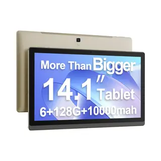 Eco Ride Meswao B1 14.1 Tablet, 14.1 Inch 1920*1080 Ips Scherm, MTK6769 8 Kernen, 6GB Ram 128GB Rom, Android 13, 13MP+5MP Camera, 10000mAh Batterij Goud