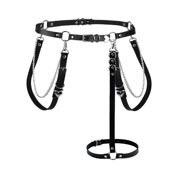 Rock Steampunk Stijl - Punk Riemen Kettingen - Tailleriem Dames Punk - Jarretels Riem - Riem - Riemen - Kleding Accessoires - Design Gesp - Zwart thumbnail