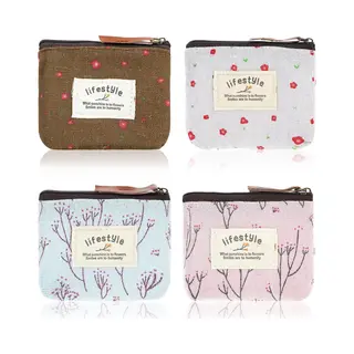 4-delige Mini-make-uptas - Linnen Bloementas - Kleine Make-uptas - Met Rits - Draagbare Toilettas-organizer - Leuke Portemonnee-organizer - Stoffen