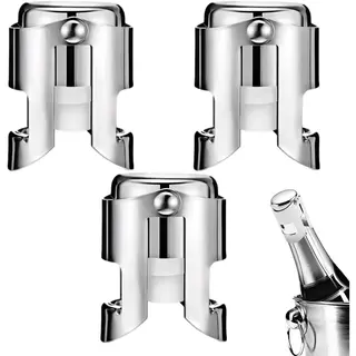 3 Stuks - Champagnestoppers Van Roestvrij Staal - Herbruikbare - Champagnekurken En -stoppers - Anti-bruisende Wijnstoppers Van Siliconen Van