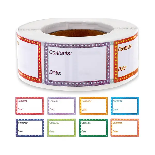 500 Stuks 1 Rol - Diepvriesetiketten - Diepvries Stickers - Houdbaarheidsetiketten - Inmaaketiketten - Etiketten - Kleur - Verwijderbare - 4 X 2.5 Cm thumbnail