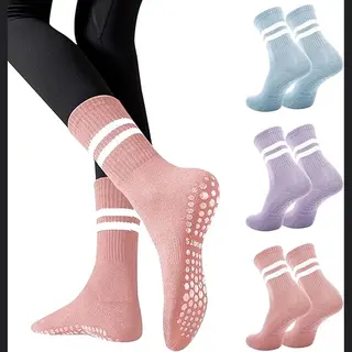 3 Paar Sokken - Antislipsokken - Vloersokken - Puur Katoenen Sokken - Antislipkousen - Yogaoefeningsokken - One Size Fits All - Geschikt Voor Yoga,