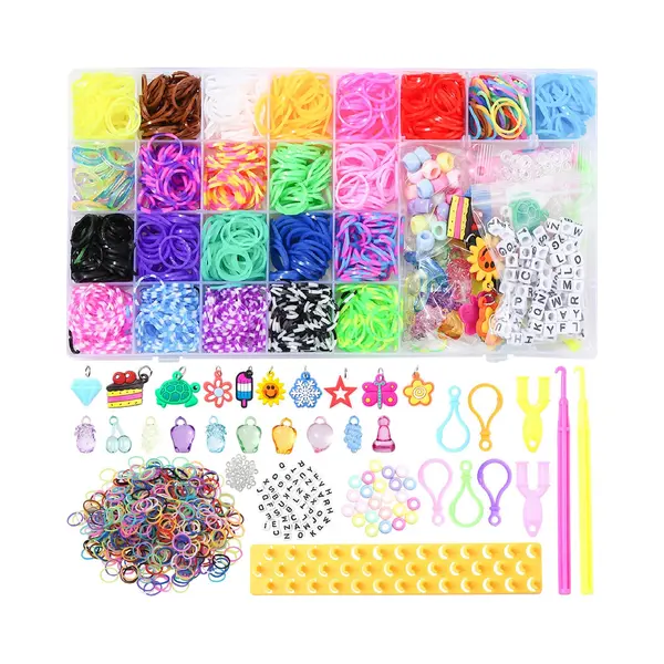 Behave Loombandjes Starterspakket - Loom - Loombox - Eco Friendly Latexvrije Loom Elastiekjes - 23 Kleuren - Extra 1000 Multi Color Looms - Veel thumbnail