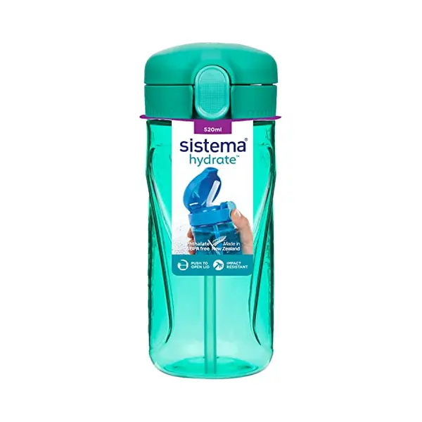 Sistema Hydrate Quick Flip Water Bottle | 520 Ml | Sports Water Bottle With Straw | Kids Water Bottle In Assorted Colours thumbnail