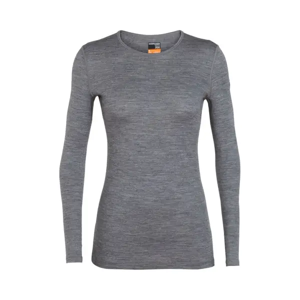 Icebreaker Merino 200 Oasis Damen-T-Shirt, Langärmelig, Thermounterhemd Für Kaltes Wetter, Rundhalsausschnitt, Größe S, Gritstone Heather thumbnail