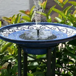 Qttvbtna Zonnefontein Pomp - Vogelbad - Tuindecoratie - Waterfunctie Buiten - Solar Tuinfestival - Voor Vijver Of Bad - 1, 5W - Zwart - Rond - 1 Stuks