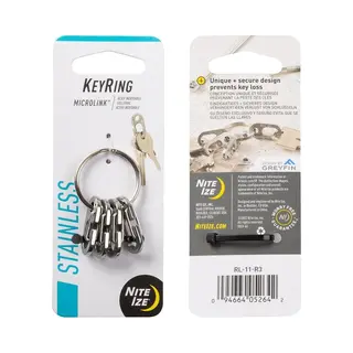 Nite Ize Keyring MicroLink™ - Edelstahl, D-Form Oder Clip-Form, Silber