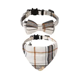 2 Stuks - Huisdierhalsbandset - Afneembare Kattenhalsband Met Bel - Kattenhalsband Met Bandana - Huisdierhalsband - Verstelbaar - Voor Katten En