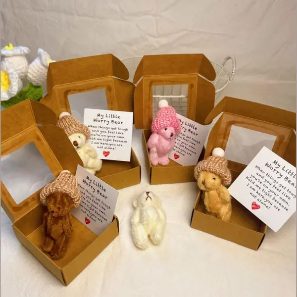 Mini Teddy Beertjes - Teddybeer Knuffel - Mini Knuffel - 4 Stuks - Beer - Pluche Beer - Knuffelbeer - Knuffeldier - Meisjes - Vriendschap - Geschenk - thumbnail