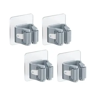 Wandbezemhouder - 4 Stuks - Dweilhaak - Gereedschapsklem - Pvc - Steelklem - Zelfklevend - Antislip - Voor Veelzijdig Gebruik In Huis En Tuin -